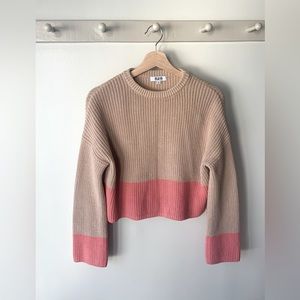 525, tan and pink 100%cotton XS cropped knit sweater